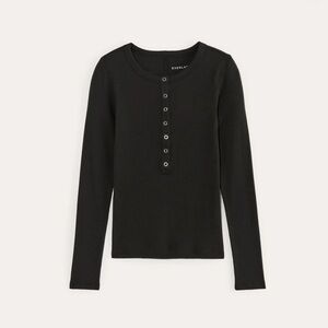 Everlane Lux Rib Henley in Black Size L